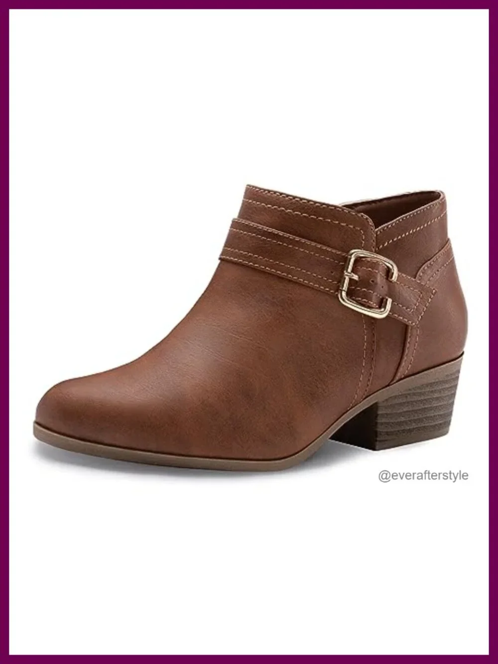 Chunky Low Heel Ankle Boots Pointed Toe Side Zipper PU